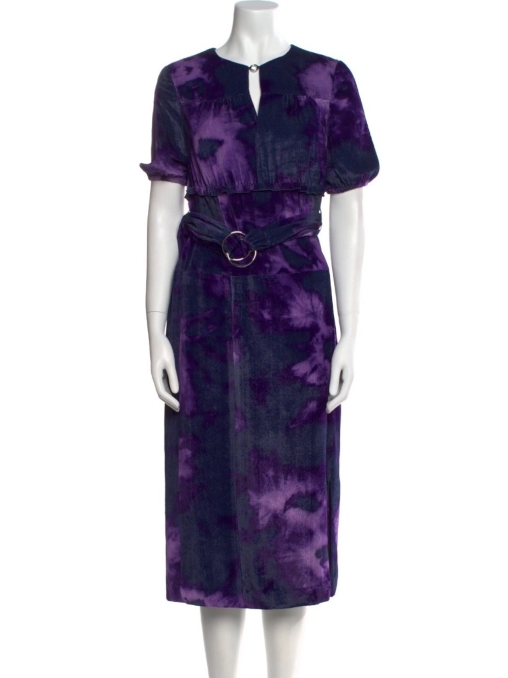 NWT ALTUZARRA Velour Royal Purple Midi Dress FR36 US 4 Silk Blend Slit